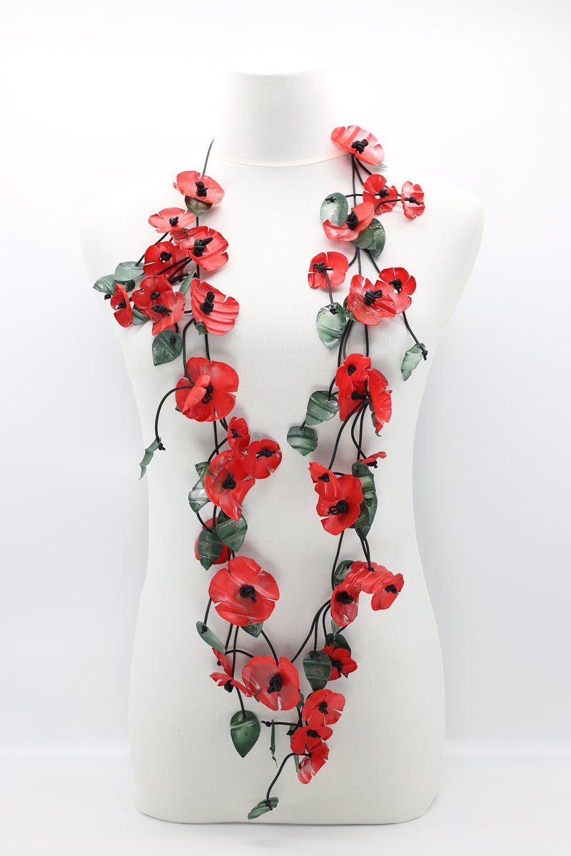 Upcycled plastic bottles - sunflower and poppy necklaces -set - Jianhui London