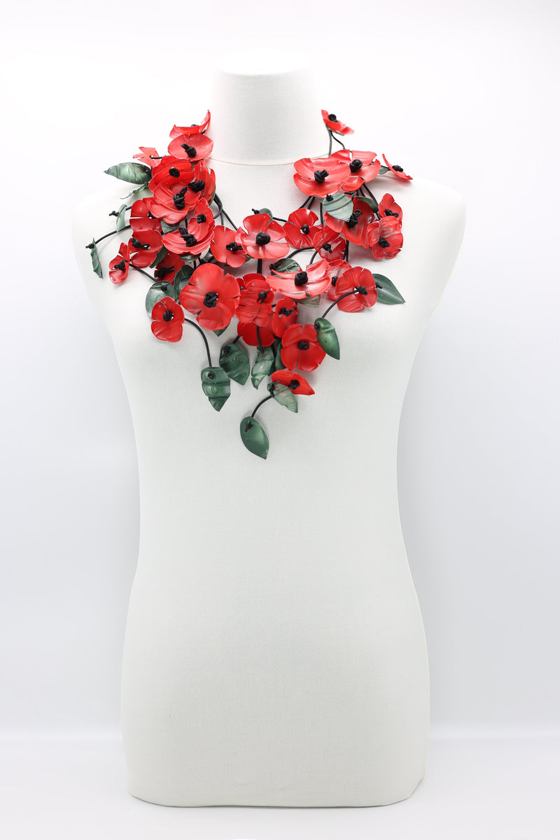Upcycled plastic bottles - sunflower and poppy necklaces -set - Jianhui London
