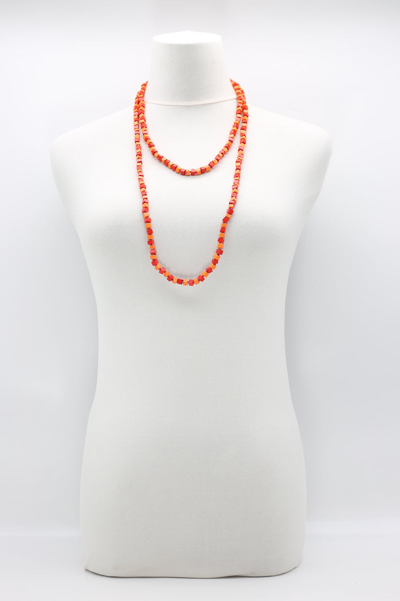 SINGLE STRAND PASHMINA NECKLACE WOODEN BEADS MOSAIC - Jianhui London