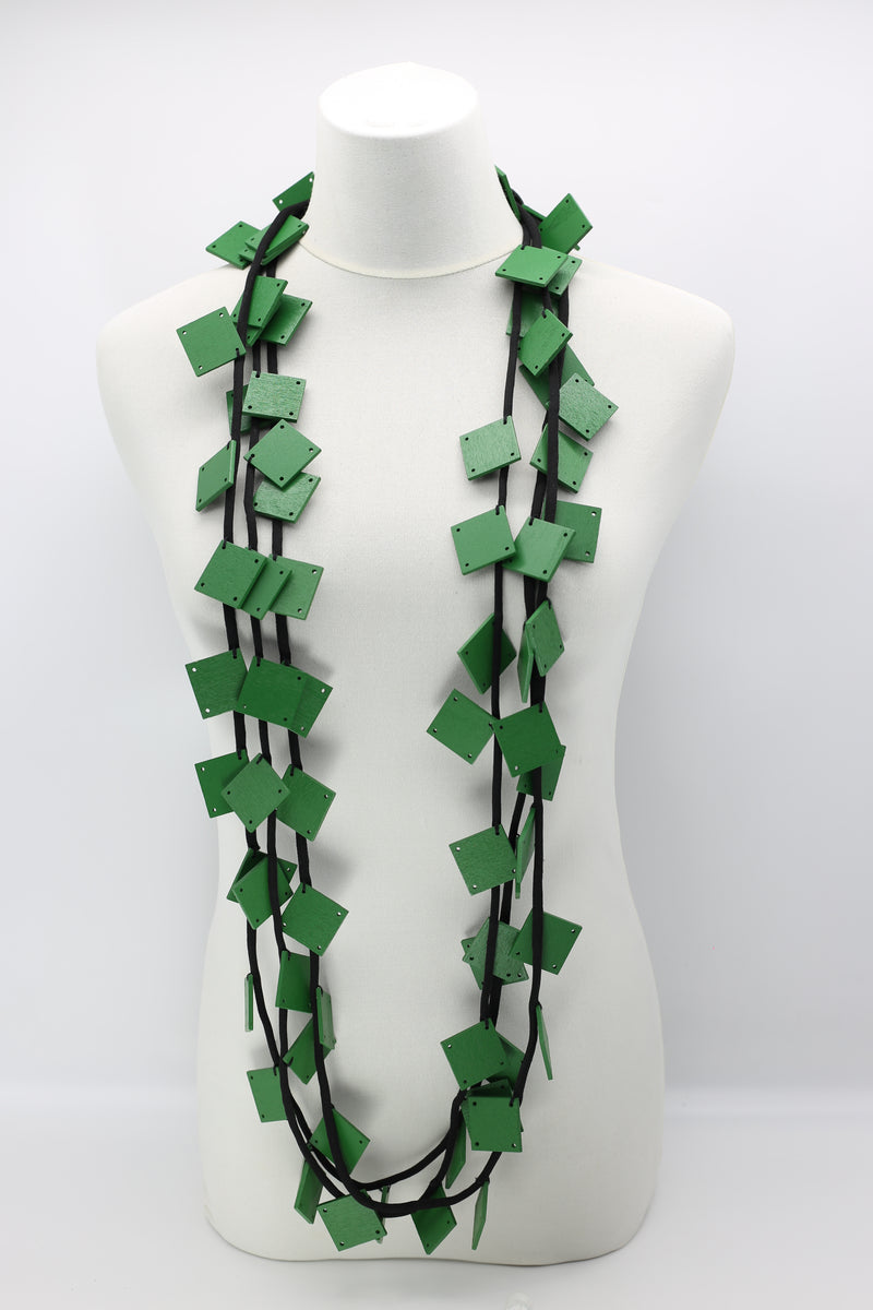 Wooden Squares on Cord Necklaces - Large - Jianhui London
