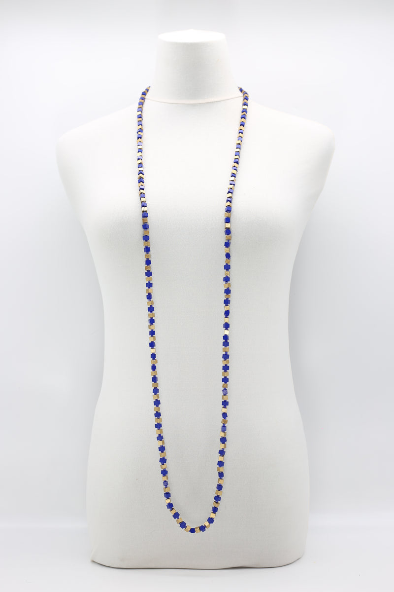 SINGLE STRAND PASHMINA NECKLACE WOODEN BEADS MOSAIC - Jianhui London