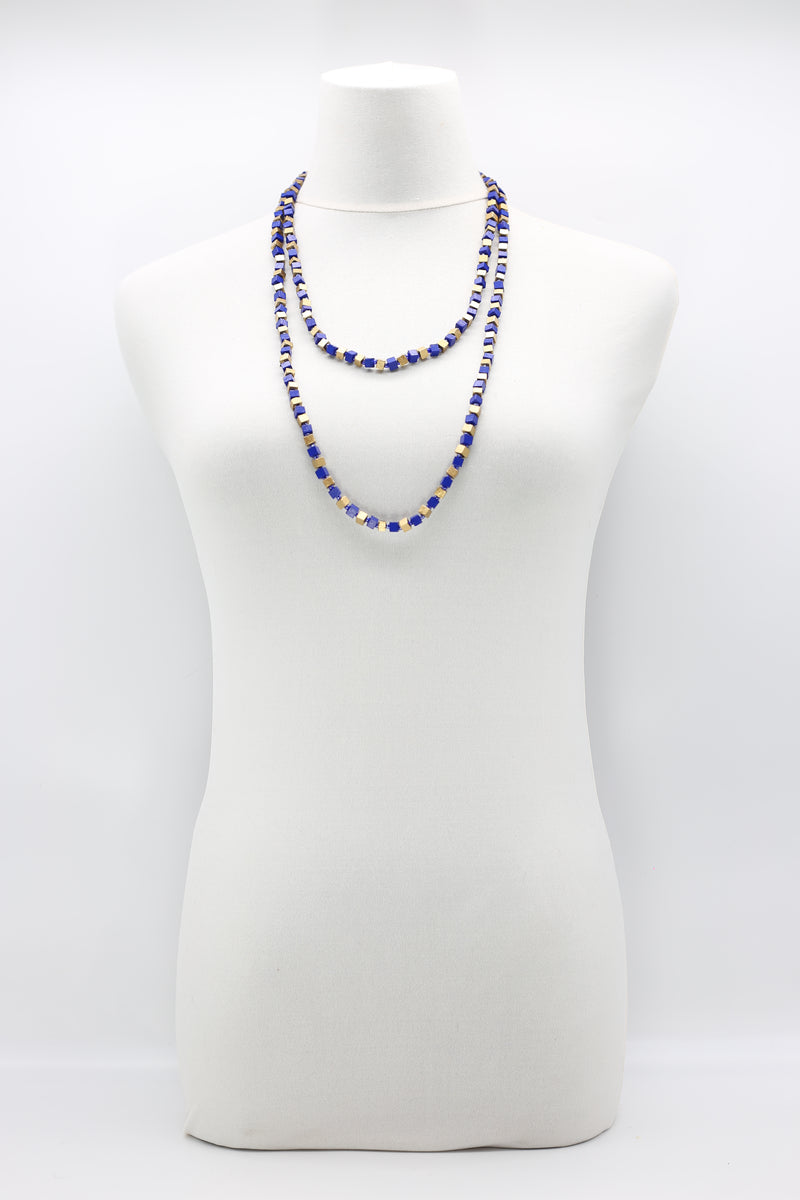 SINGLE STRAND PASHMINA NECKLACE WOODEN BEADS MOSAIC - Jianhui London
