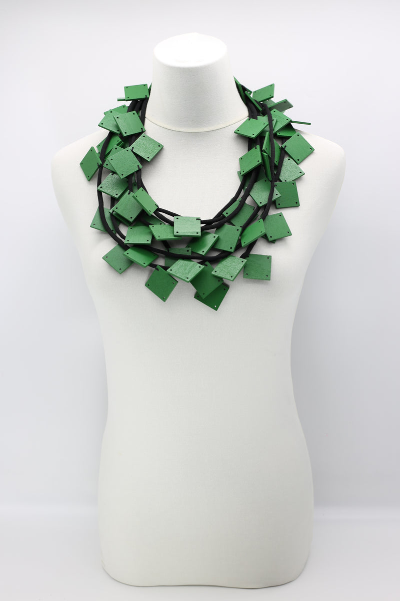Wooden Squares on Cord Necklaces - Large - Jianhui London