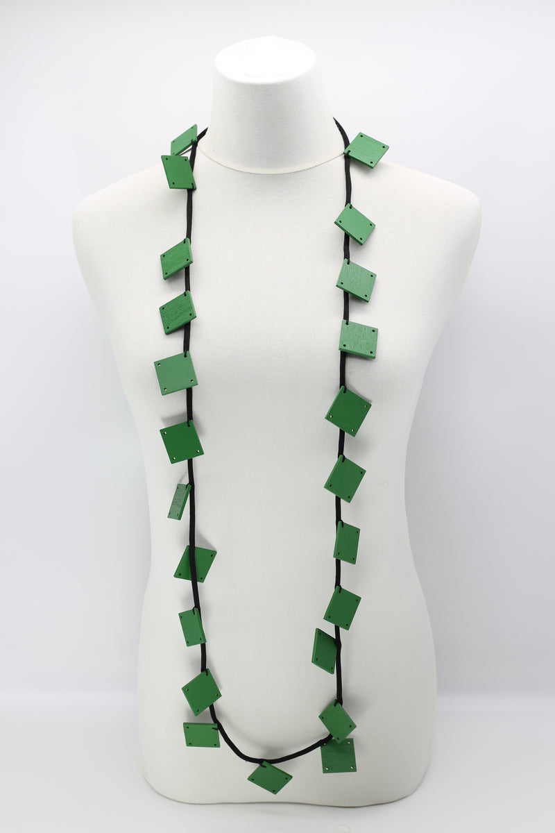 Wooden Squares on Cord Necklaces - Large - Jianhui London