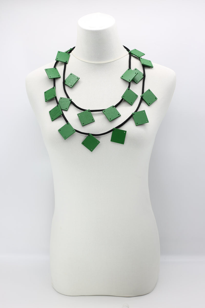 Wooden Squares on Cord Necklaces - Large - Jianhui London