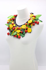 Upcycled plastic bottles - Poppy and wooden beads and plastic leaf mixed fruit necklaces -set - Jianhui London