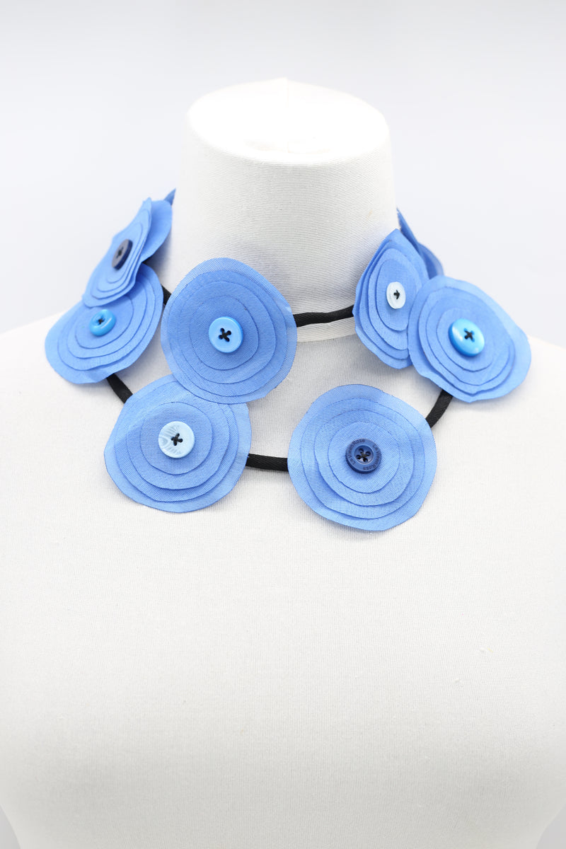 HAND MADE RECYCLED FABRIC FLOWER NECKALCE SHORT - Jianhui London
