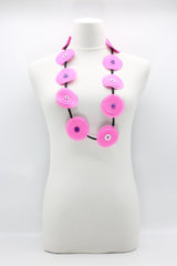 HAND MADE RECYCLED FABRIC FLOWER NECKALCE SHORT - Jianhui London