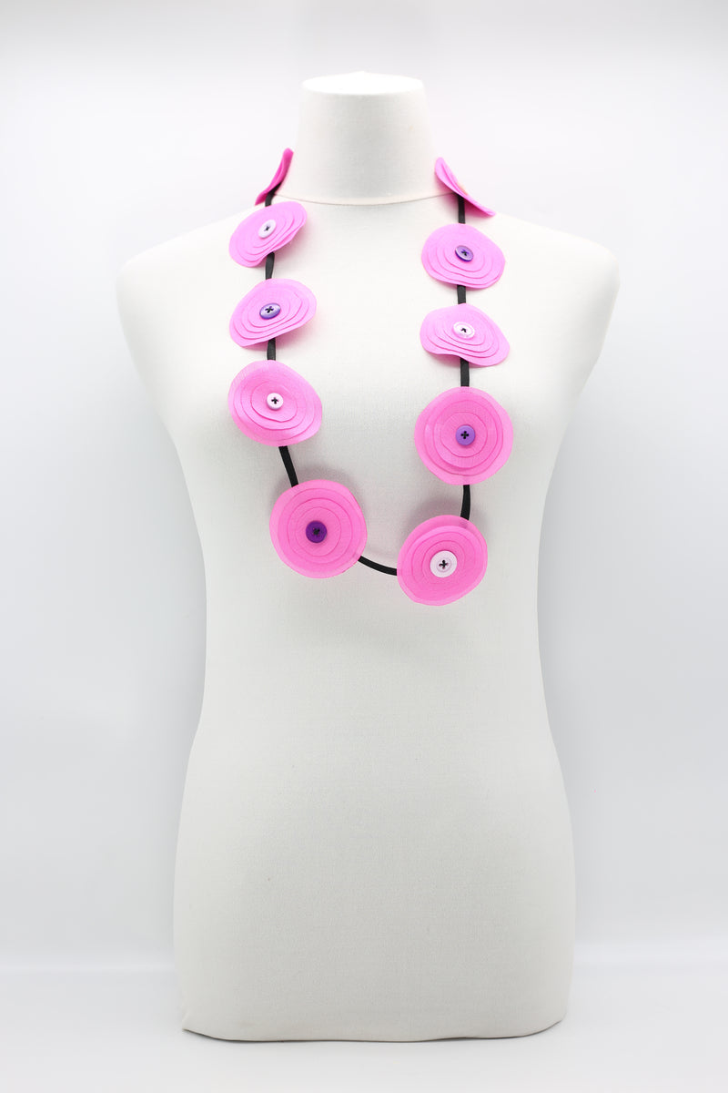 HAND MADE RECYCLED FABRIC FLOWER NECKALCE SHORT - Jianhui London