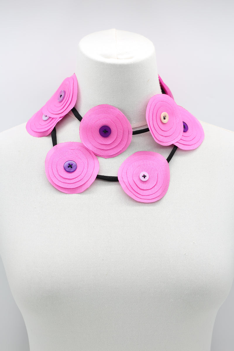 HAND MADE RECYCLED FABRIC FLOWER NECKALCE SHORT - Jianhui London
