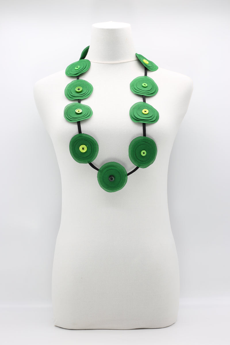 HAND MADE RECYCLED FABRIC FLOWER NECKALCE SHORT - Jianhui London