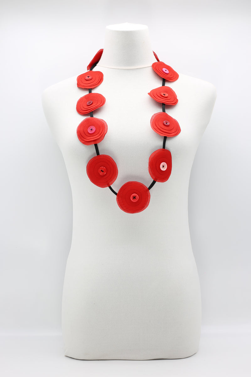 HAND MADE RECYCLED FABRIC FLOWER NECKALCE SHORT - Jianhui London