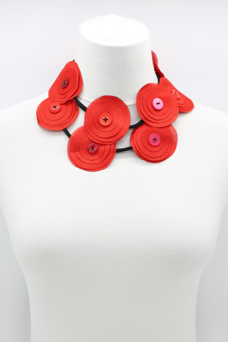 HAND MADE RECYCLED FABRIC FLOWER NECKALCE SHORT - Jianhui London
