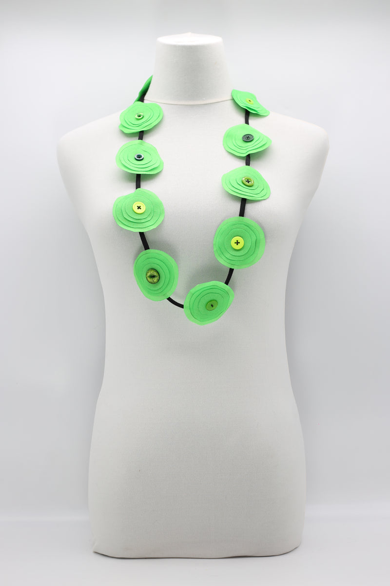 HAND MADE RECYCLED FABRIC FLOWER NECKALCE SHORT - Jianhui London
