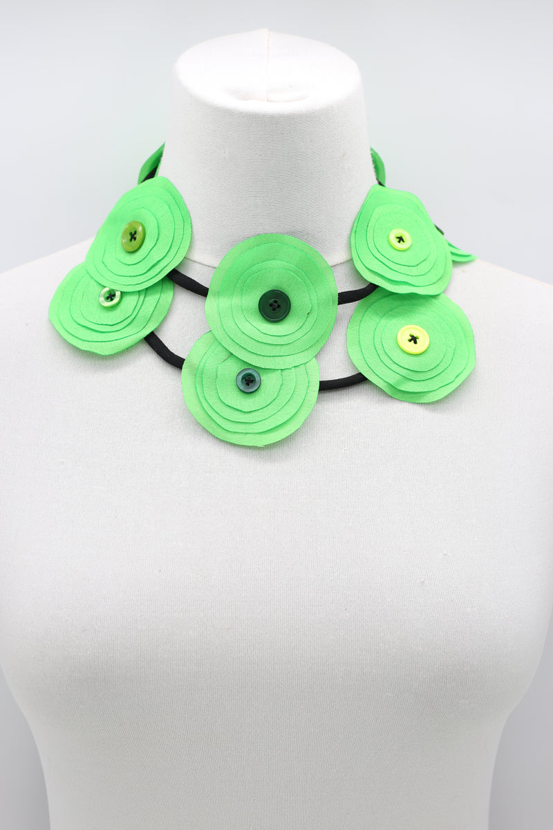 HAND MADE RECYCLED FABRIC FLOWER NECKALCE SHORT - Jianhui London