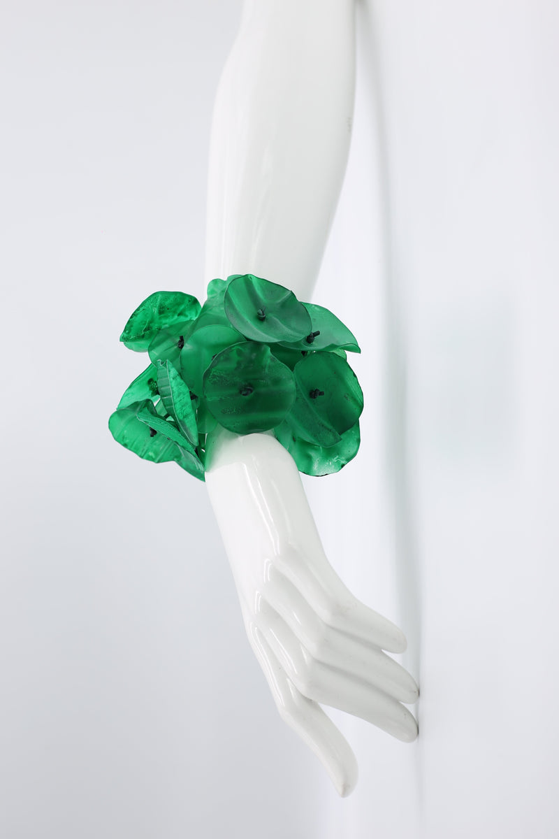 Upcycled plastic bottles - Big Aqua Water Lily leaf Bracelet - Jianhui London