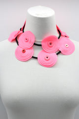 HAND MADE RECYCLED FABRIC FLOWER NECKALCE SHORT - Jianhui London