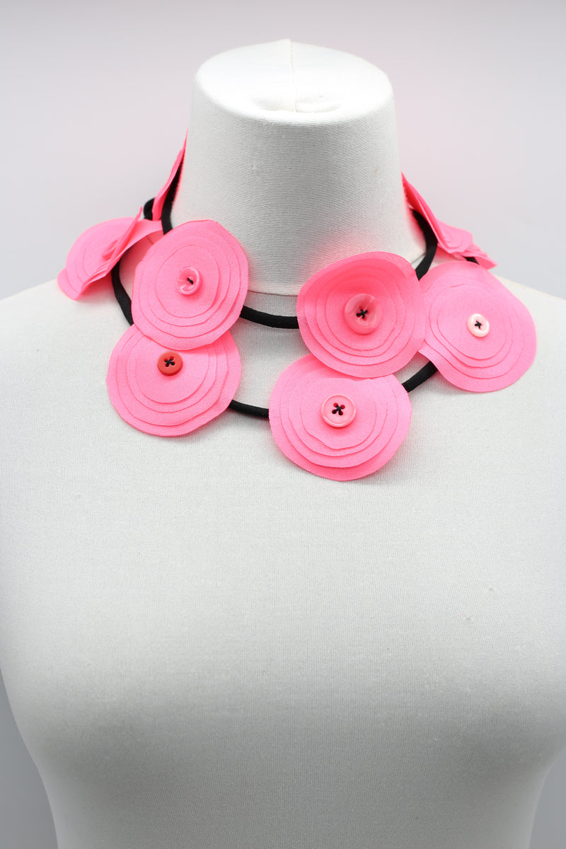 HAND MADE RECYCLED FABRIC FLOWER NECKALCE SHORT - Jianhui London