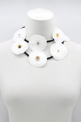 HAND MADE RECYCLED FABRIC FLOWER NECKALCE SHORT - Jianhui London