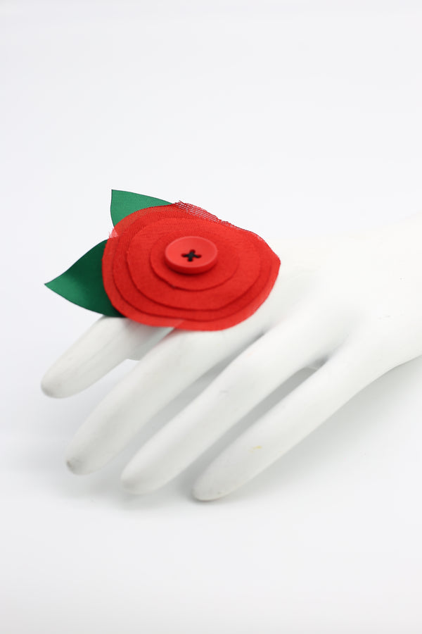 Handmade Recycled Fabric Flower Ring - Jianhui London