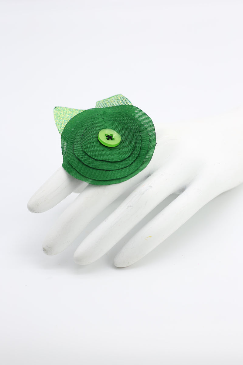 Handmade Recycled Fabric Flower Ring - Jianhui London