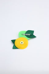 Handmade Recycled Fabric Flower With Leaves Brooch - Jianhui London