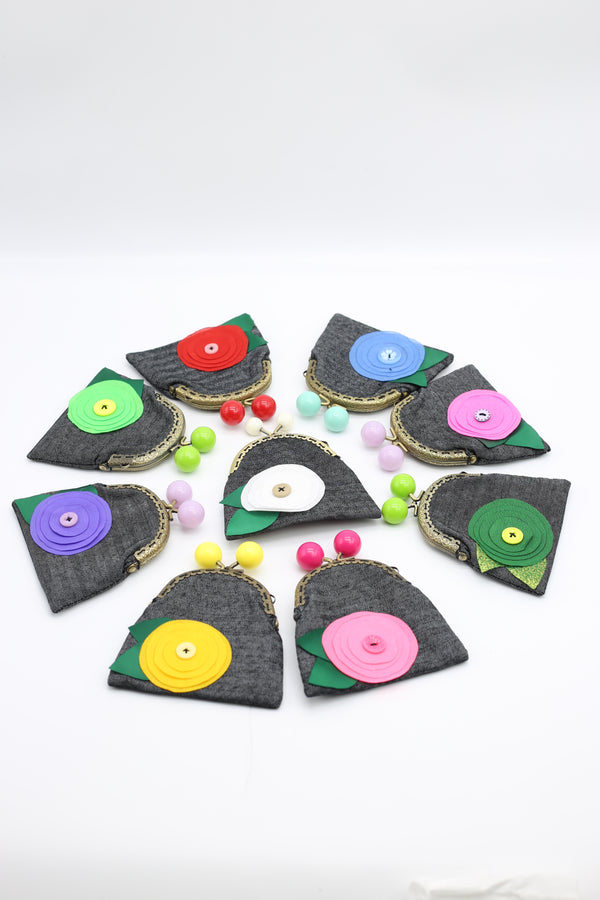 Handmade Recycled Fabric Flower Purse - Jianhui London