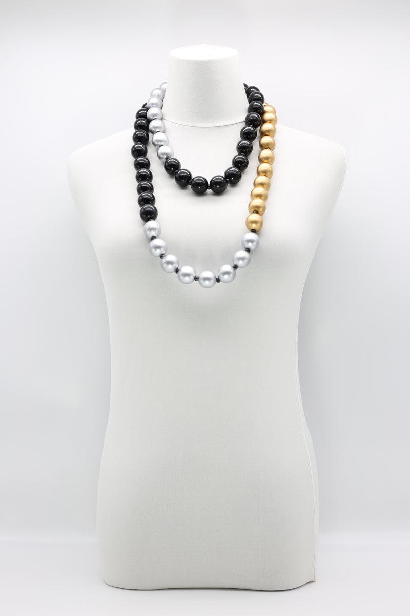 Wooden Beads Colour Block Necklace - Jianhui London
