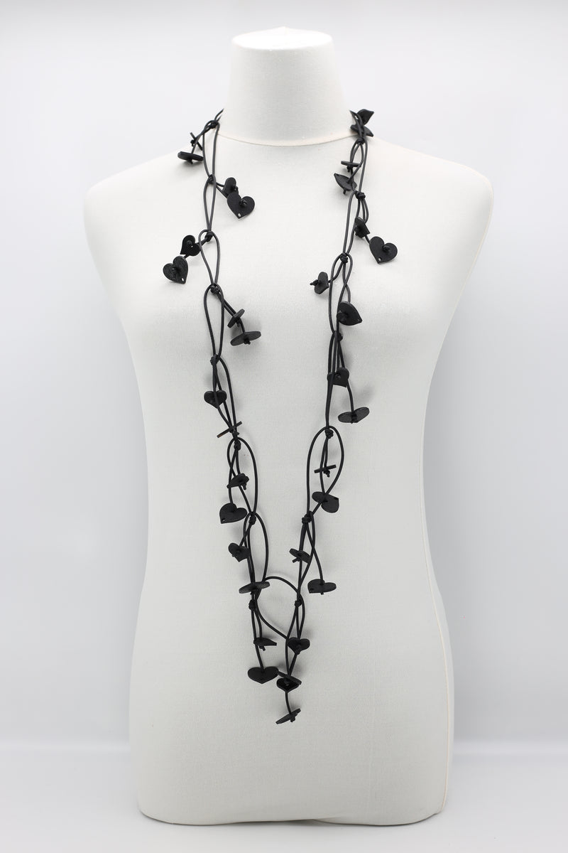 Leatherette Chain with Hand Painted Wooden Hearts - Jianhui London