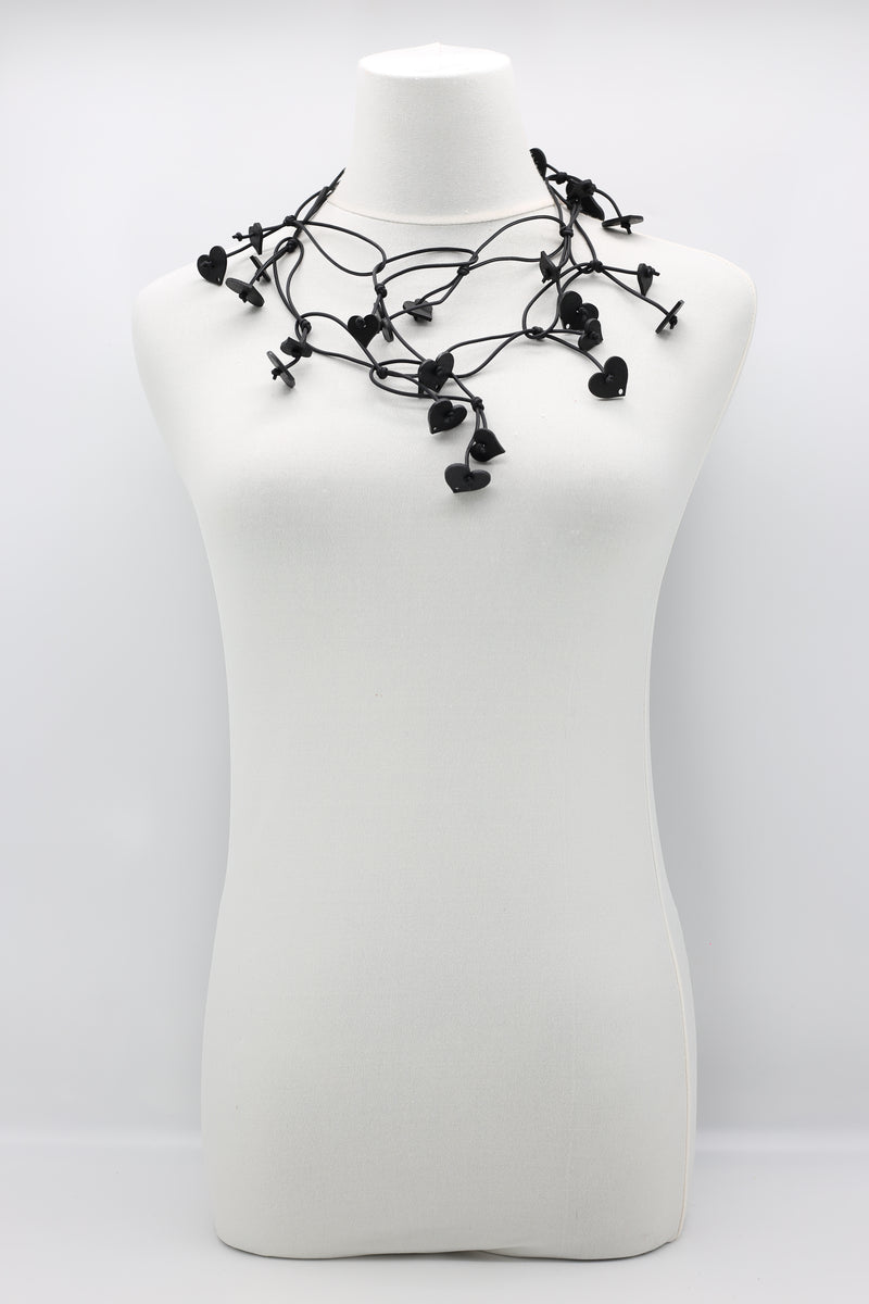 Leatherette Chain with Hand Painted Wooden Hearts - Jianhui London