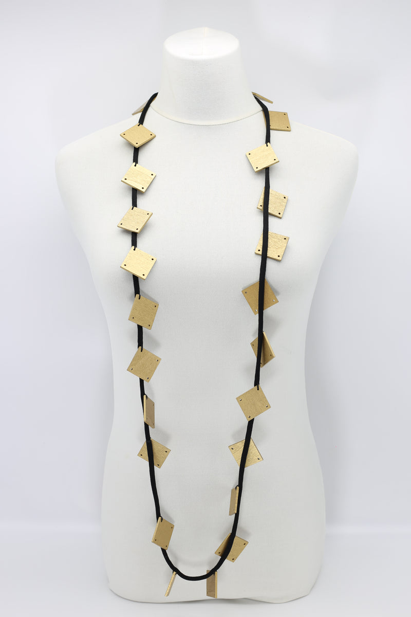 Wooden Squares on Cord Necklaces - Large - Jianhui London