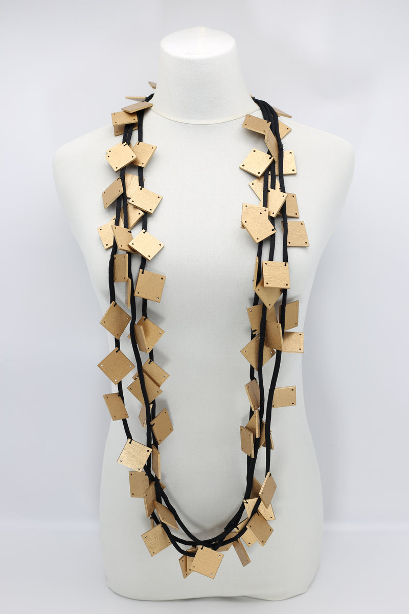 Wooden Squares on Cord Necklaces - Large - Jianhui London