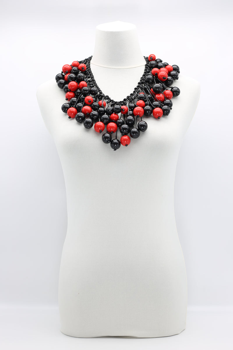 Berry Beads on Hand-woven Leatherette Necklace - Jianhui London