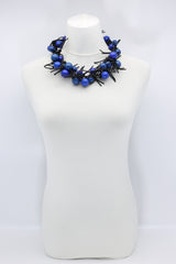Round Beads on Leatherette Chain Necklaces Set - Pantone Classic Blue/Cobalt Blue - Jianhui London