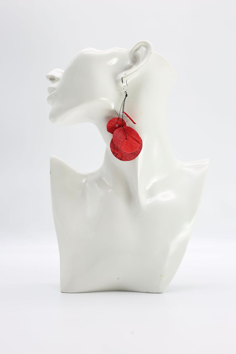 Recycled Newspaper Water Lily On Fishing Wire Earrings - Jianhui London