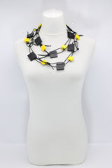 Wooden Squares on Leatherette Chain Necklaces - Duo - Jianhui London