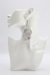 Recycled Newspaper Water Lily On Fishing Wire Earrings - Jianhui London