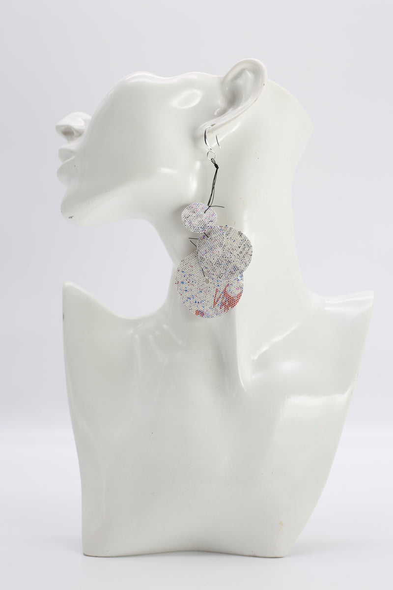 Recycled Newspaper Water Lily On Fishing Wire Earrings - Jianhui London