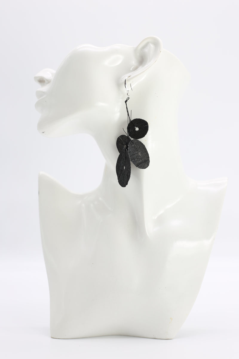 Recycled Newspaper Water Lily On Fishing Wire Earrings - Jianhui London