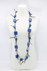 Wooden Squares on Leatherette Chain Necklaces - Jianhui London