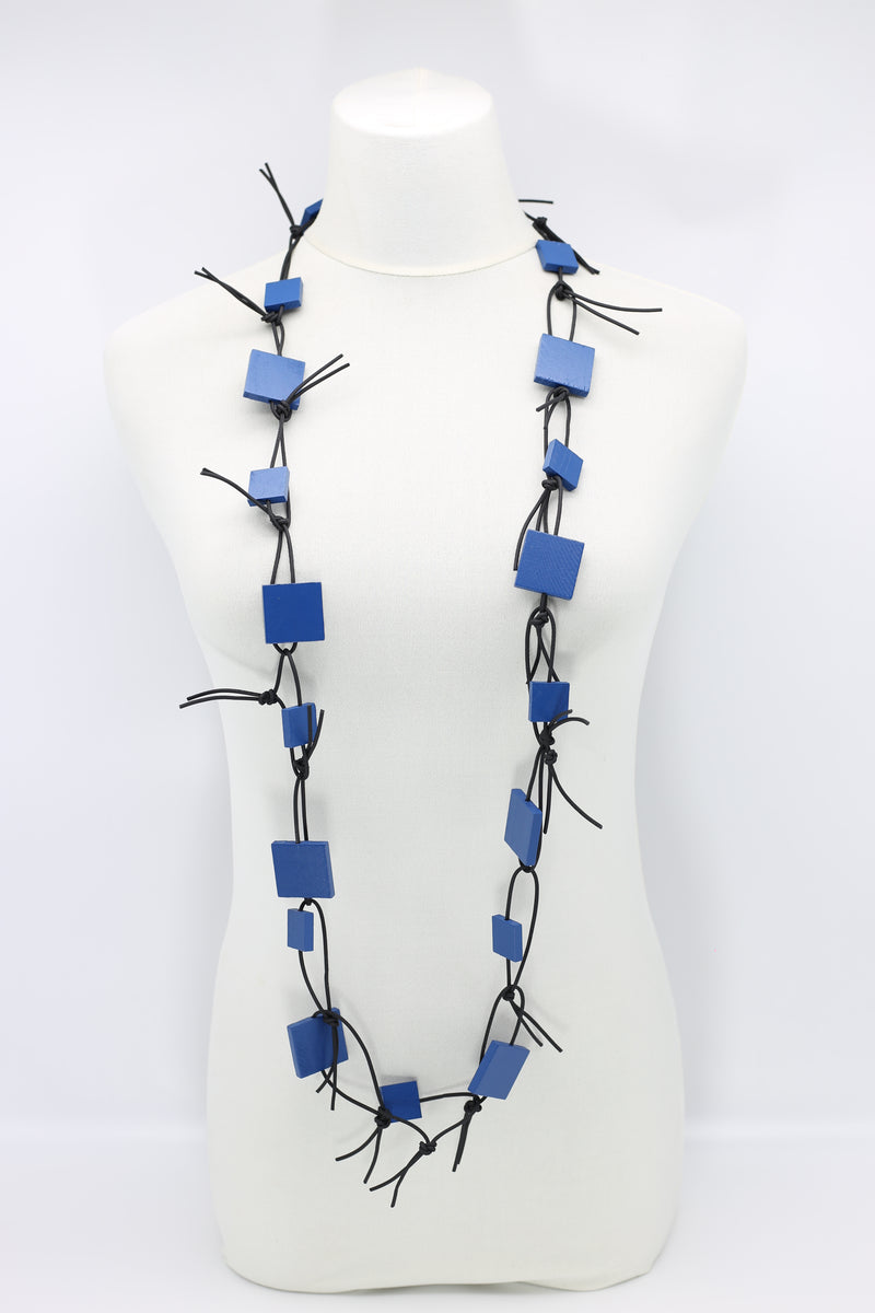 Wooden Squares on Leatherette Chain Necklaces - Jianhui London
