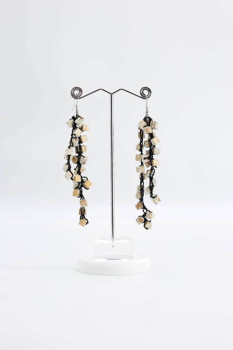 Iris Pashmina Hand-crocheted Tassel Earrings - Hand-painted - Jianhui London
