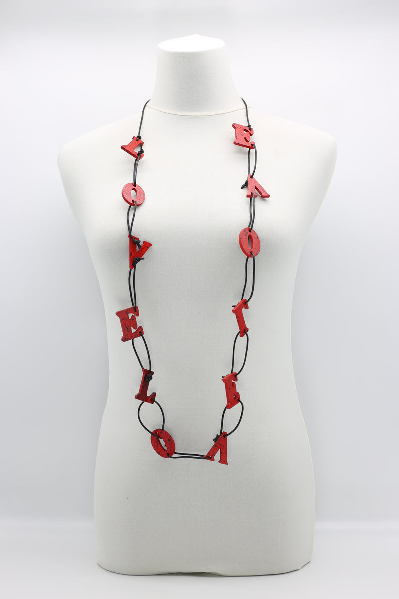 Big LOVE on Leatherette Chain Necklace - Hand-painted - Jianhui London