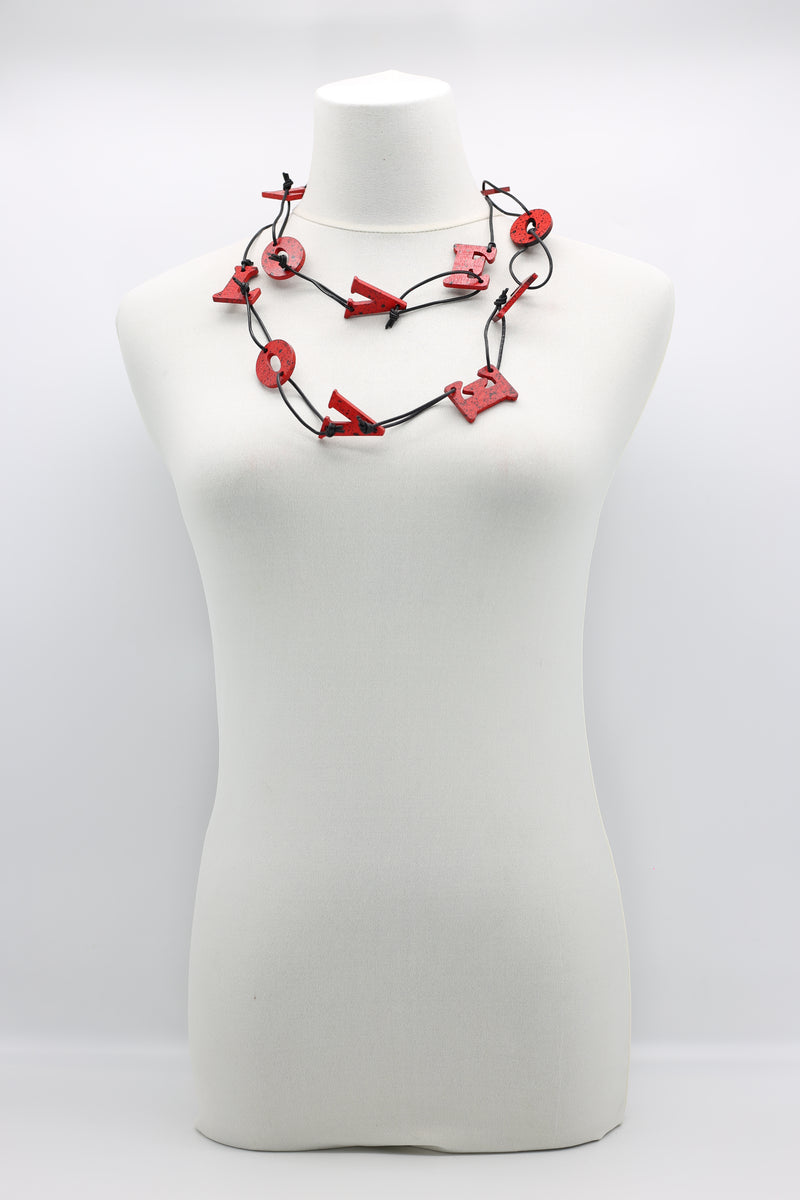 Big LOVE on Leatherette Chain Necklace - Hand-painted - Jianhui London