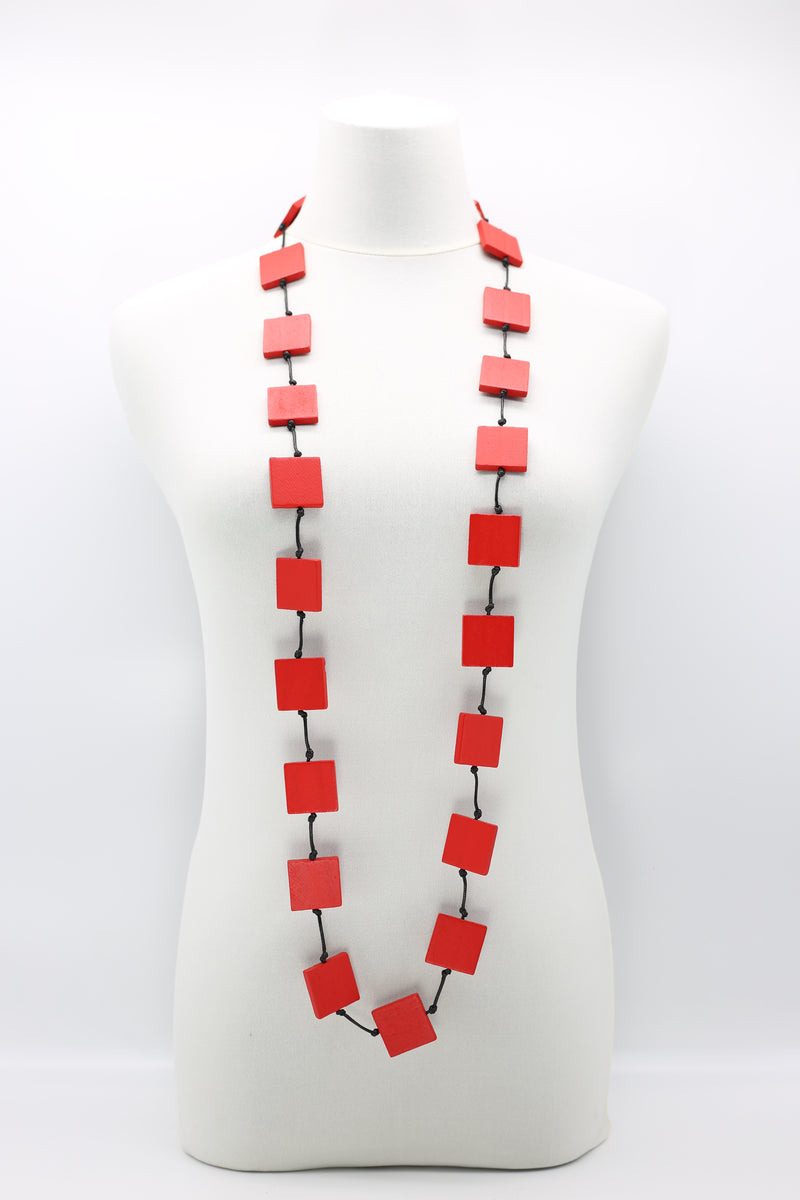 Recycled wood Square beaded Necklace - Jianhui London