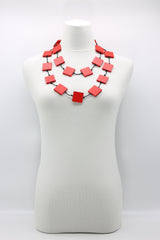Recycled wood Square beaded Necklace - Jianhui London