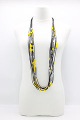 5x5 Recycled Wooden Beads With Rubber Necklace - Jianhui London