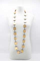 Recycled wood Square beaded Necklace - Jianhui London