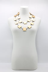Recycled wood Square beaded Necklace - Jianhui London