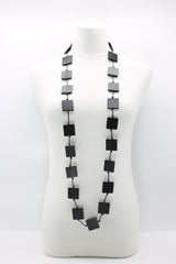 Recycled wood Square beaded Necklace - Jianhui London